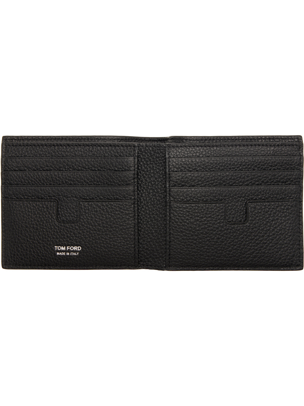 Black Soft Grain Leather T Line Classic Bifold Wallet - 3