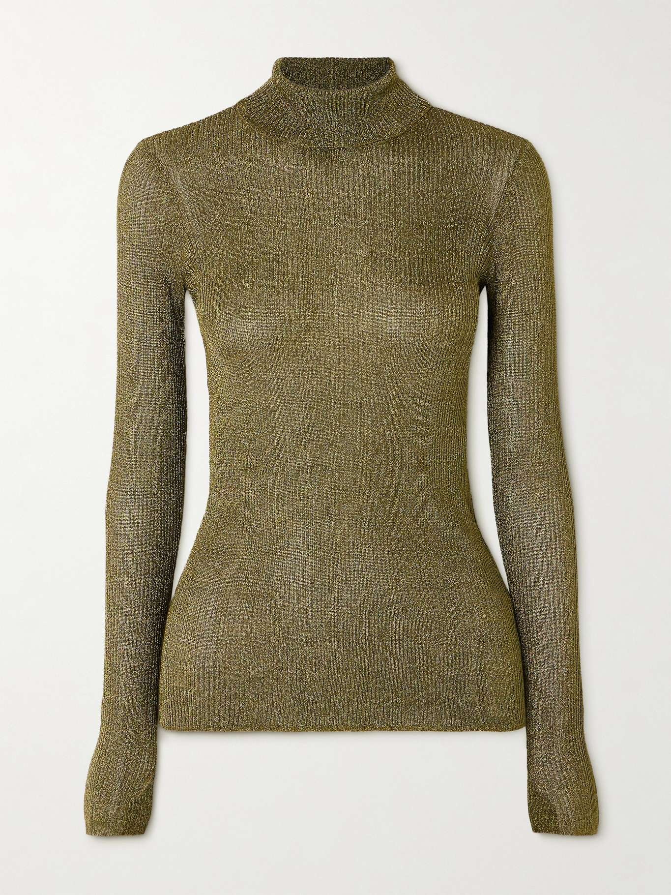 Jaelis metallic ribbed-knit turtleneck sweater - 1