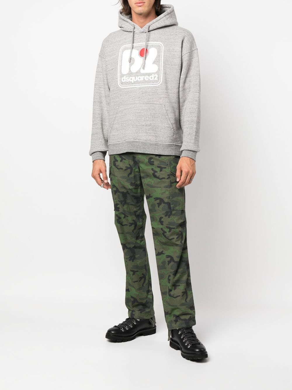 logo-print cotton hoodie - 2