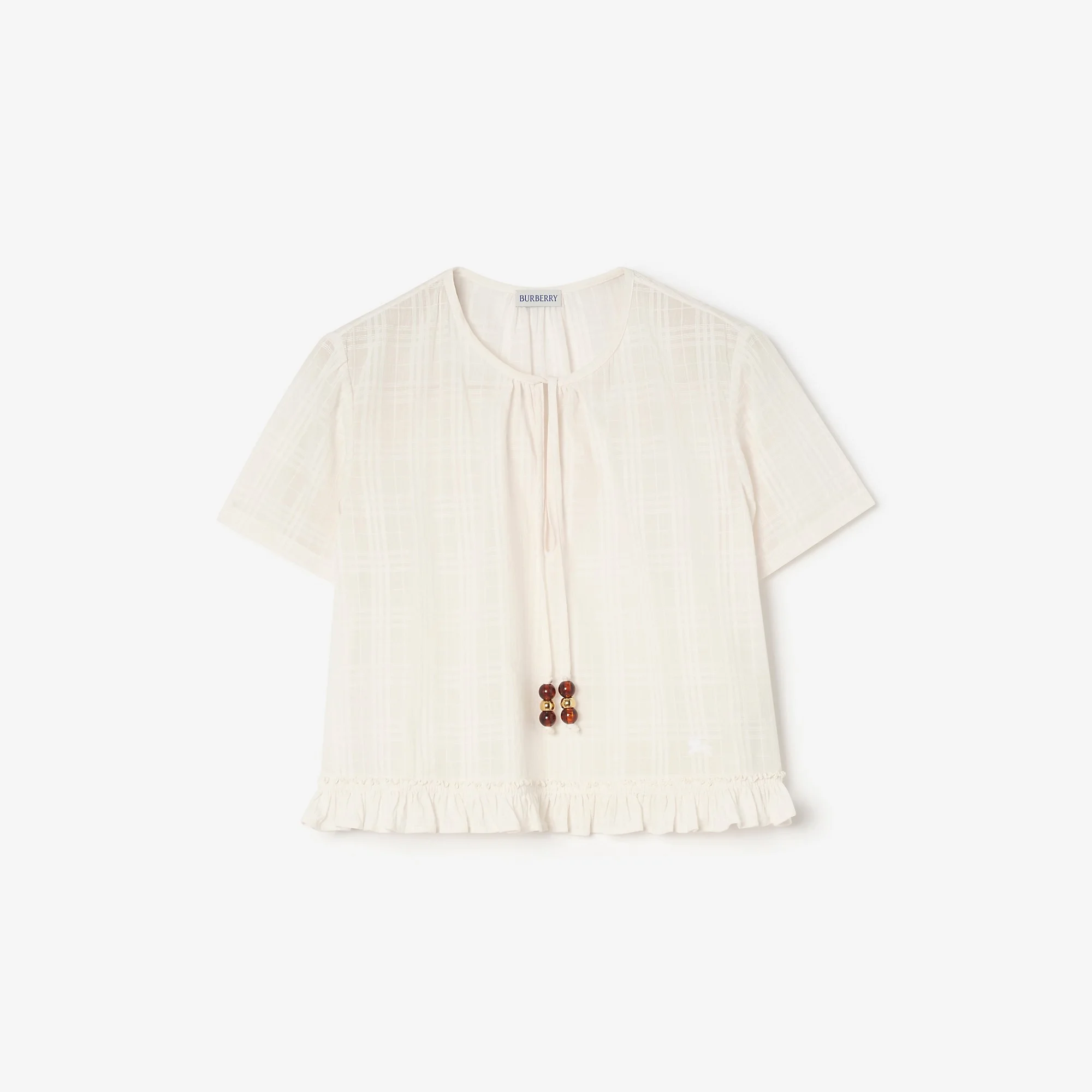 Check Cotton Voile Blouse - 1