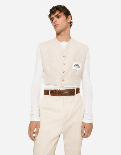 Dolce & Gabbana Linen and cotton vest with jersey details outlook