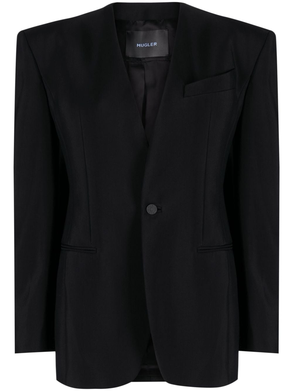 structured collarless blazer - 1