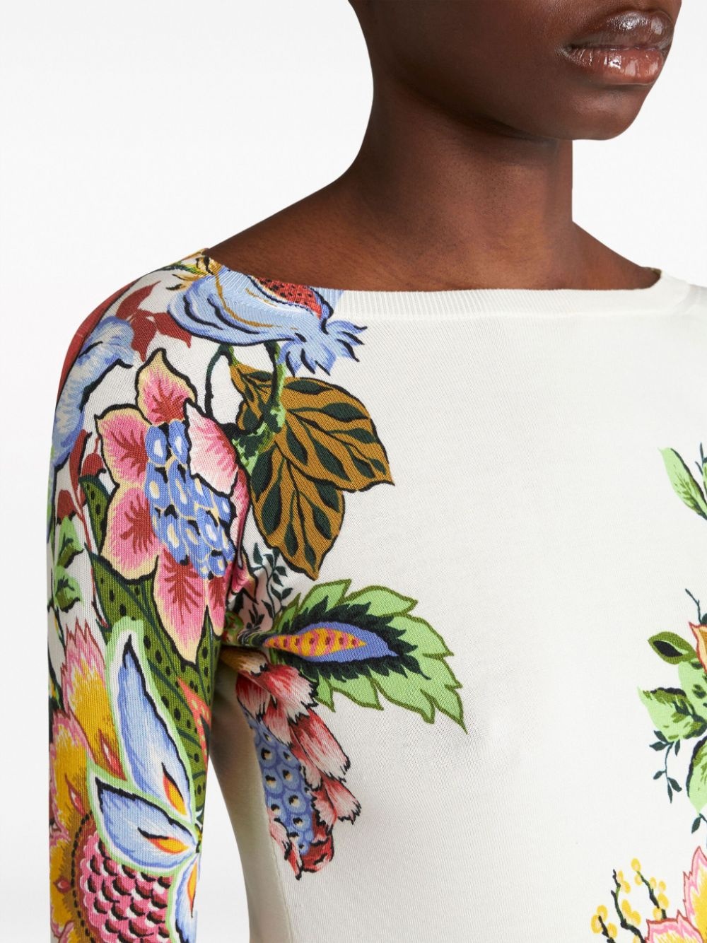 floral-print silk blend jumper - 4