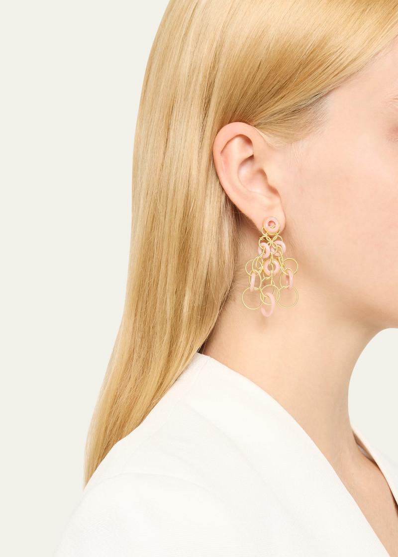Buccellati Hawaii 18K Yellow Gold Pink Opal Earrings, 5cm outlook