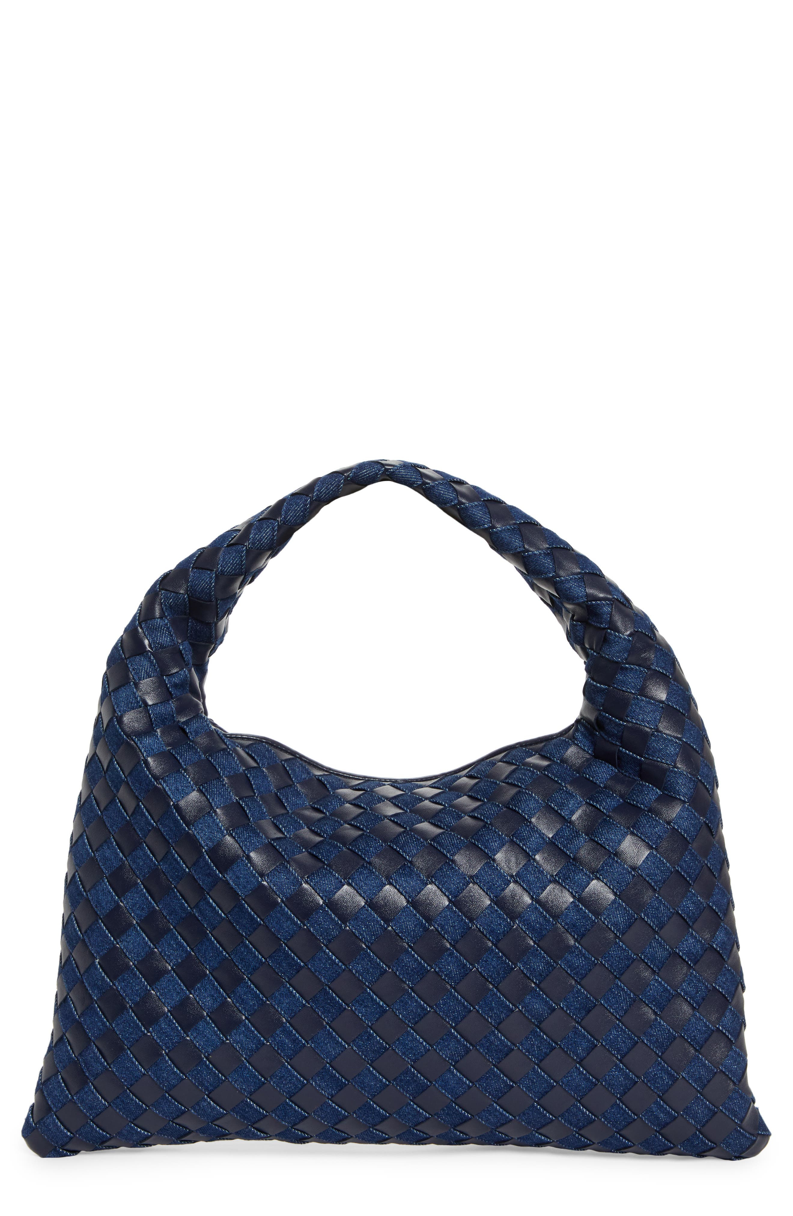 Small Hop Intrecciato Leather & Denim Hobo Bag - 1