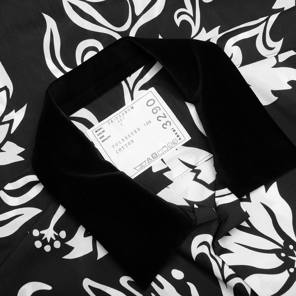 sacai FLORAL PRINT SHIRT - BLACK | feature | REVERSIBLE