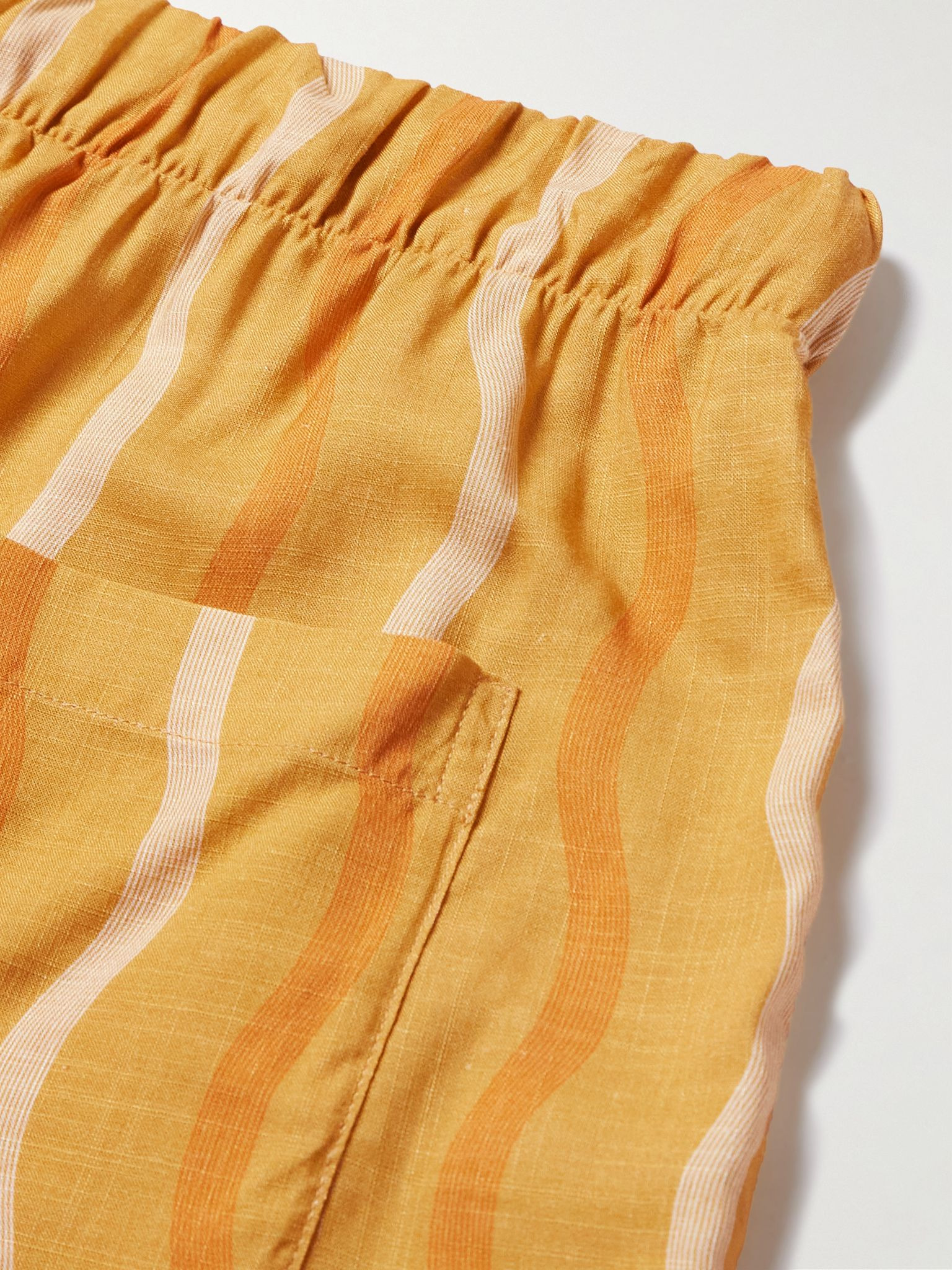 Lucas Printed Linen Drawstring Shorts Orange - 5