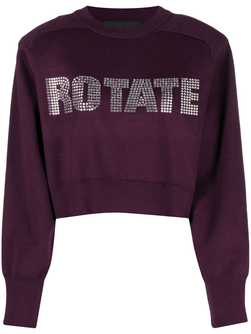 rhinestone-embellished logo-appliqué sweatshirt 1