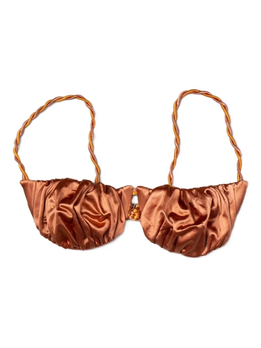 twisted-strap satin bikini top - 1