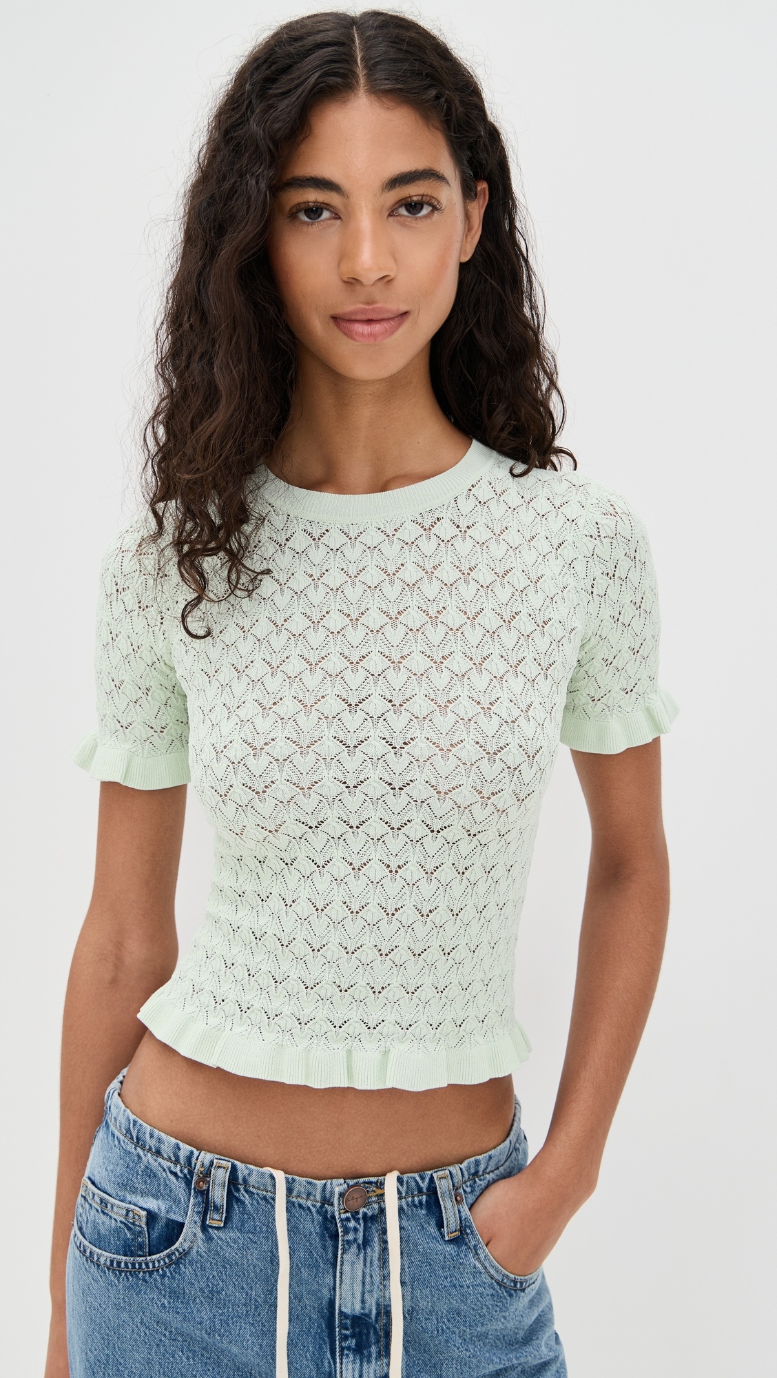 Rue Fine Gauge Knit Short Sleeve Sweater - 6
