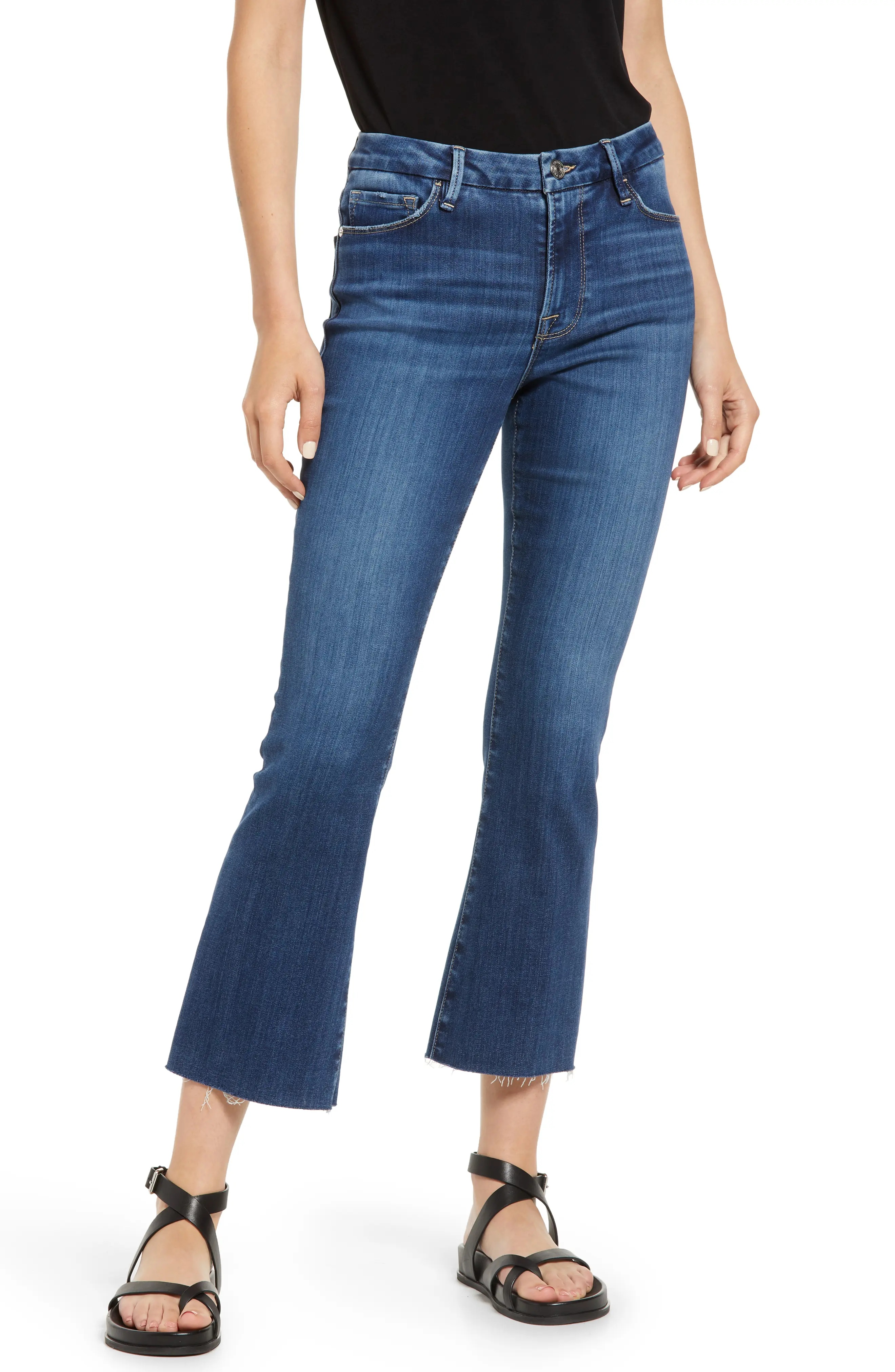 Le Crop Mini Bootcut Raw Hem Jeans - 1