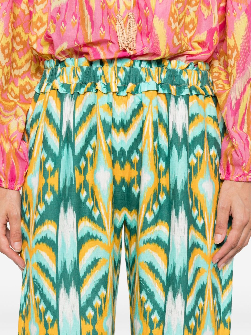 Tropical Tapestry ikat-pattern elastic-waist trousers - 5