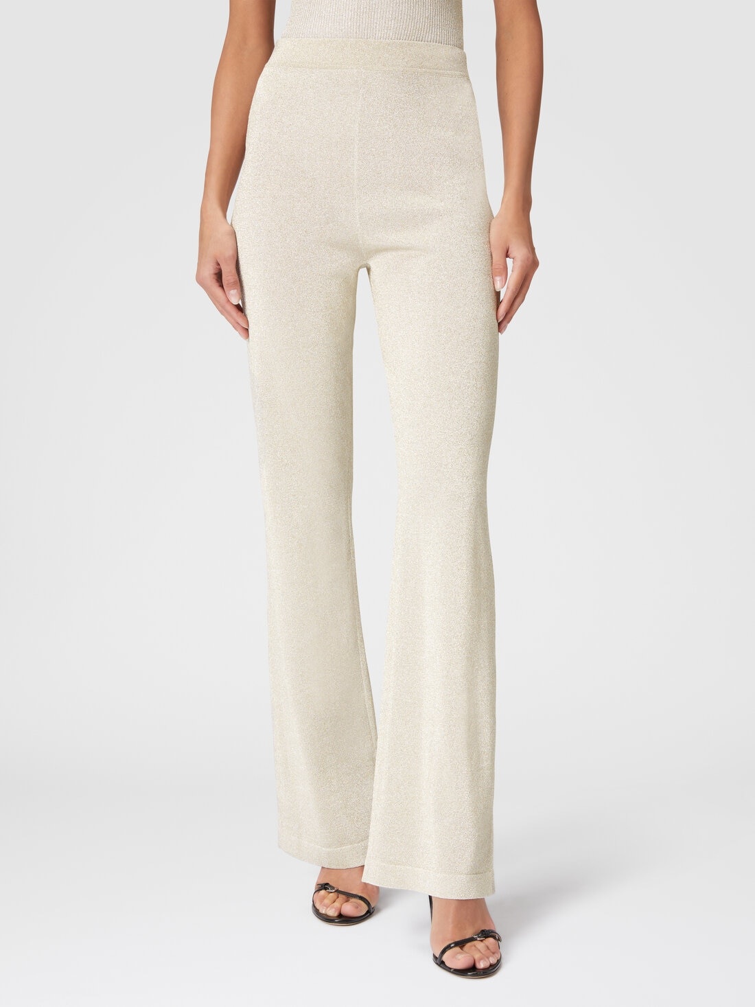 Glitter-effect viscose straight trousers - 4