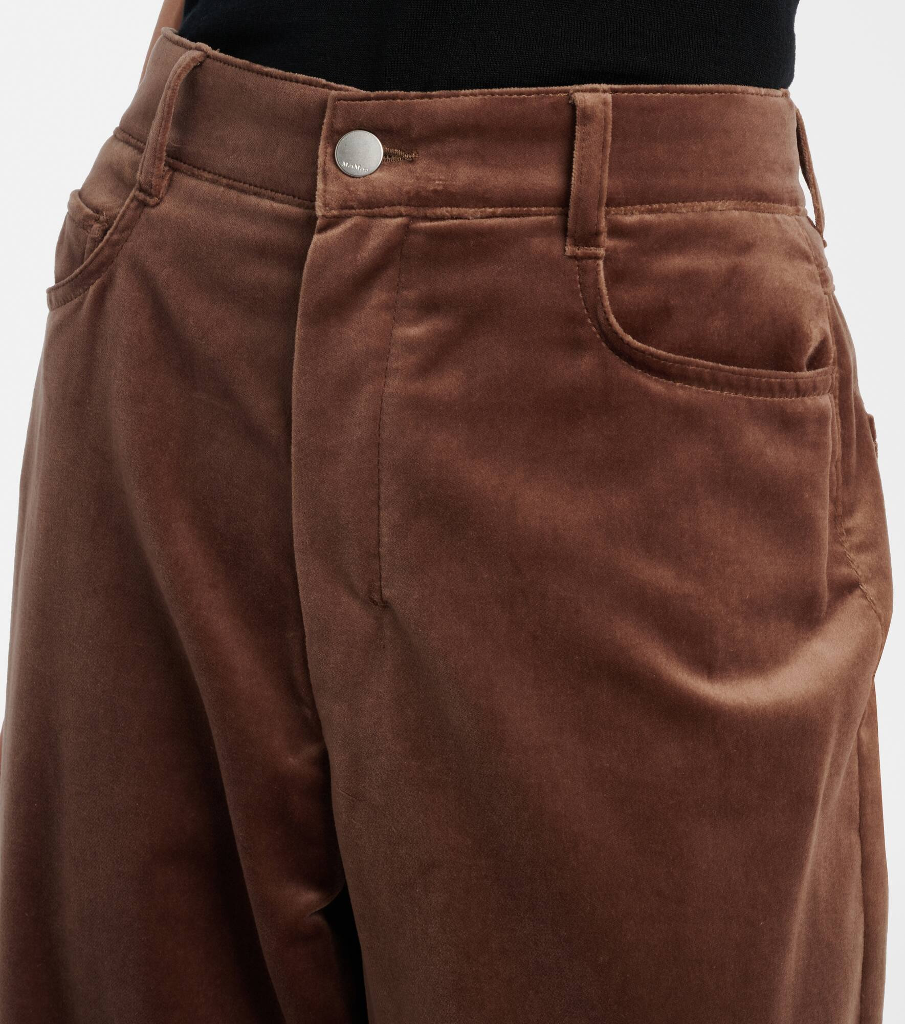 High-rise cotton velvet wide-leg pants - 4