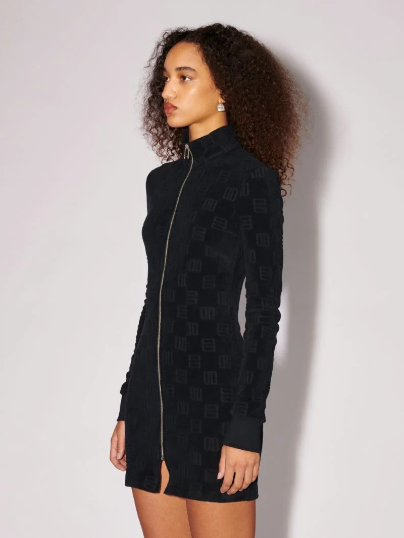 MONOGRAM CUTTED ZIP MINI DRESS - 5