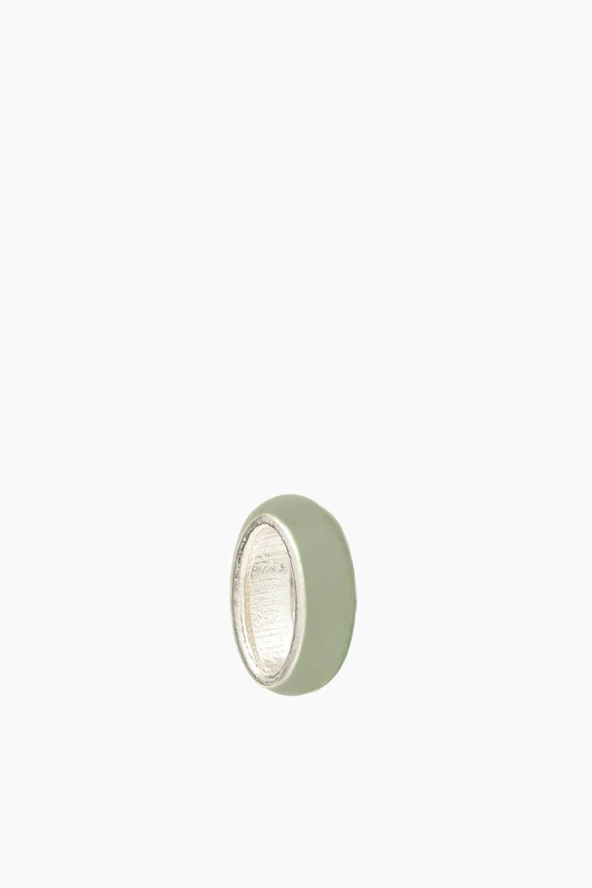 Olive Green Enamel Bead in Sterling Silver - 1