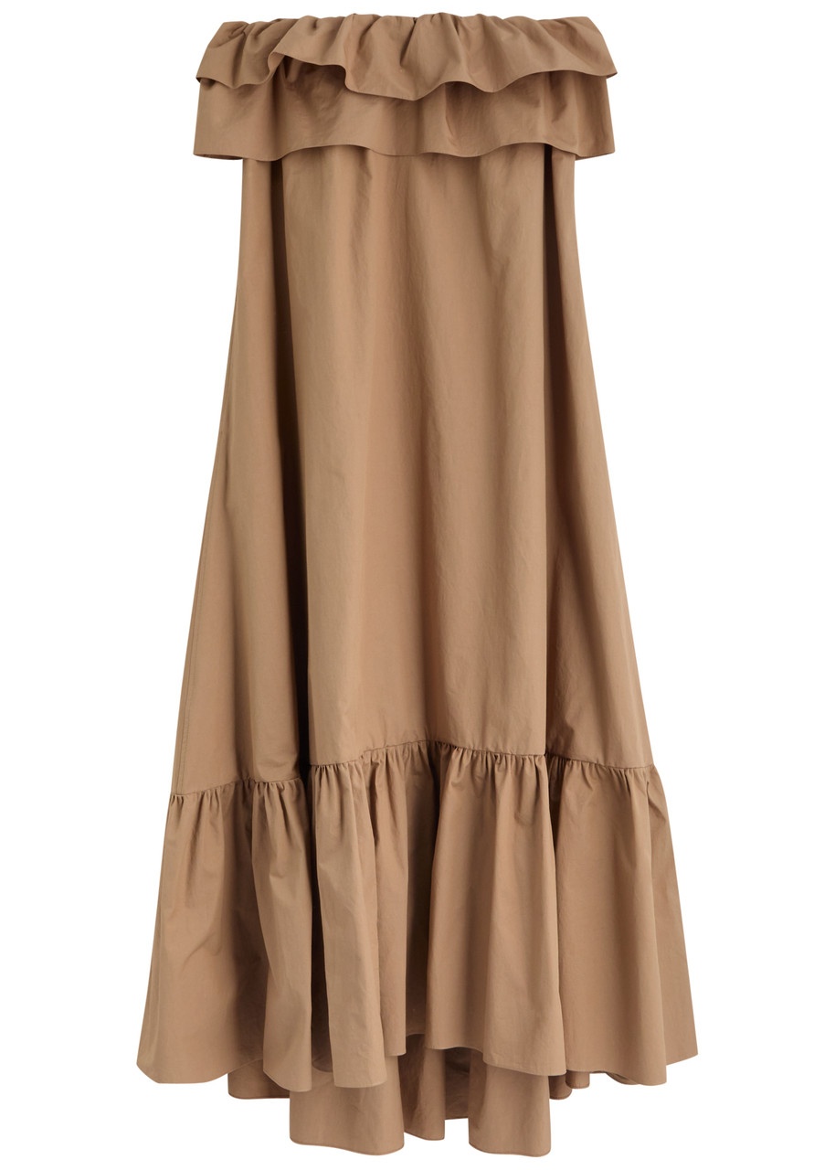 Saint Laurent Tiered Strapless Cotton-poplin Maxi Dress - 1