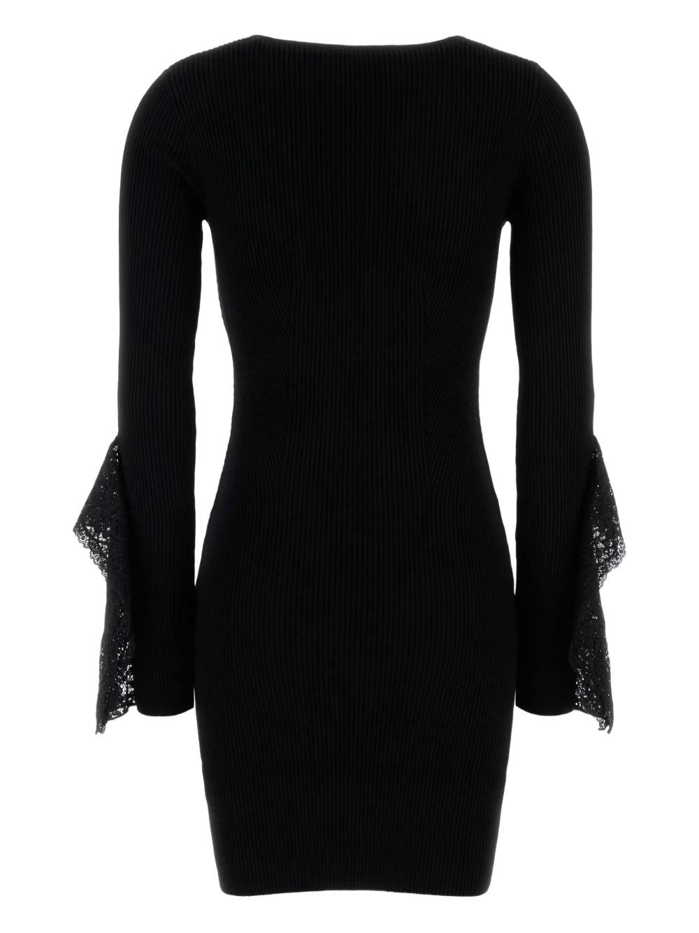 lace-detail ribbed-knit mini dress - 2