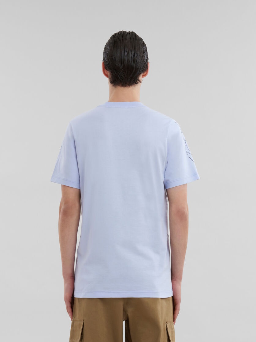 BLUE ORGANIC COTTON T-SHIRT WITH MARNI SCRIBBLE MOTIF - 3