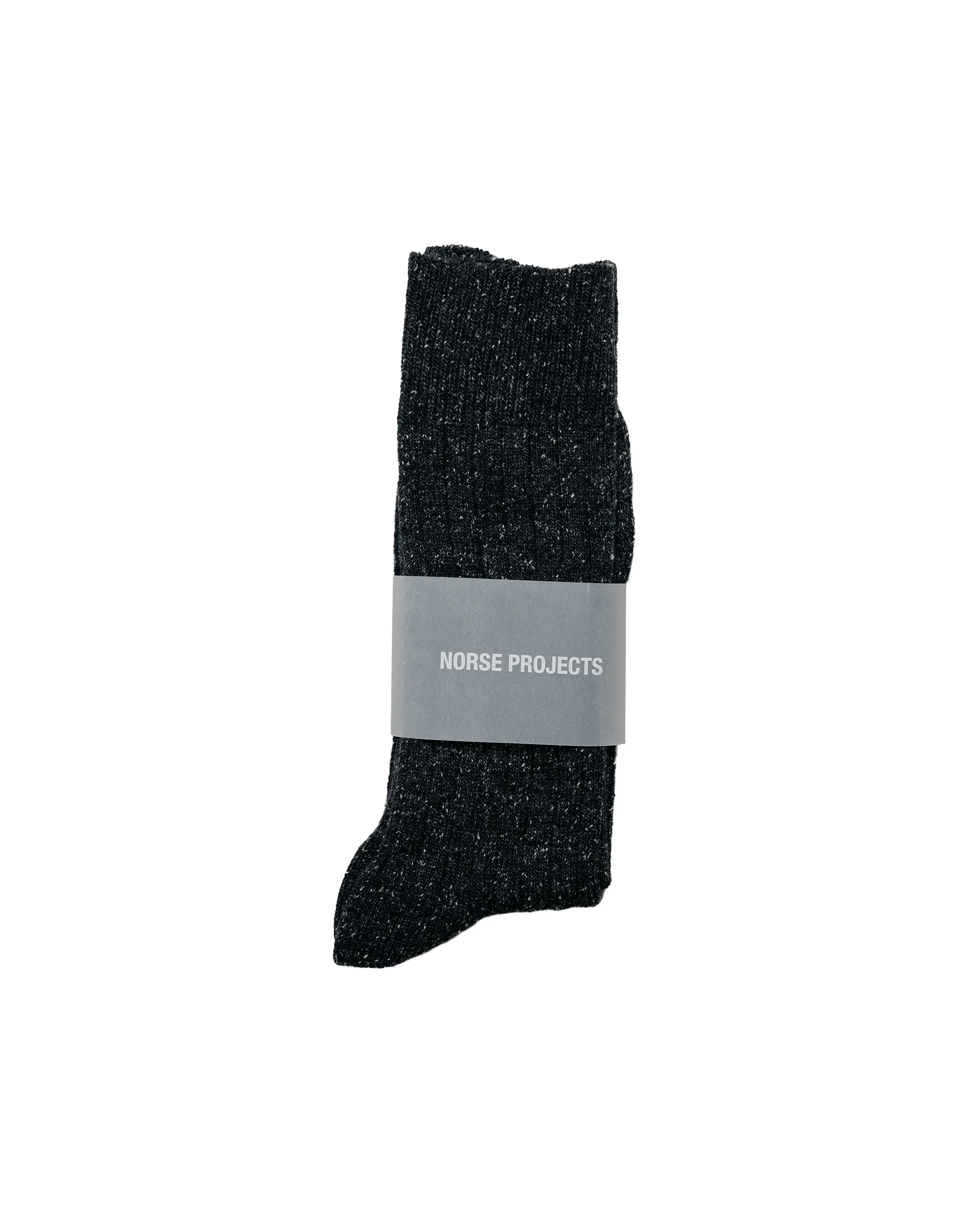 Bykle Neps Wool Rib Sock Charcoal Melange - 1