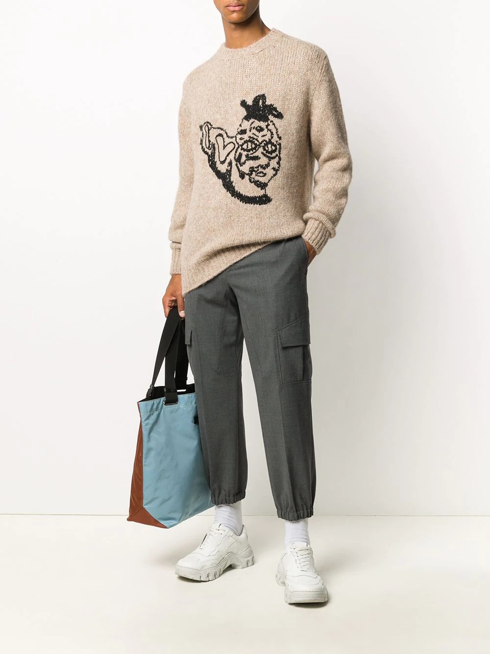 abstract-motif crew-neck jumper - 2