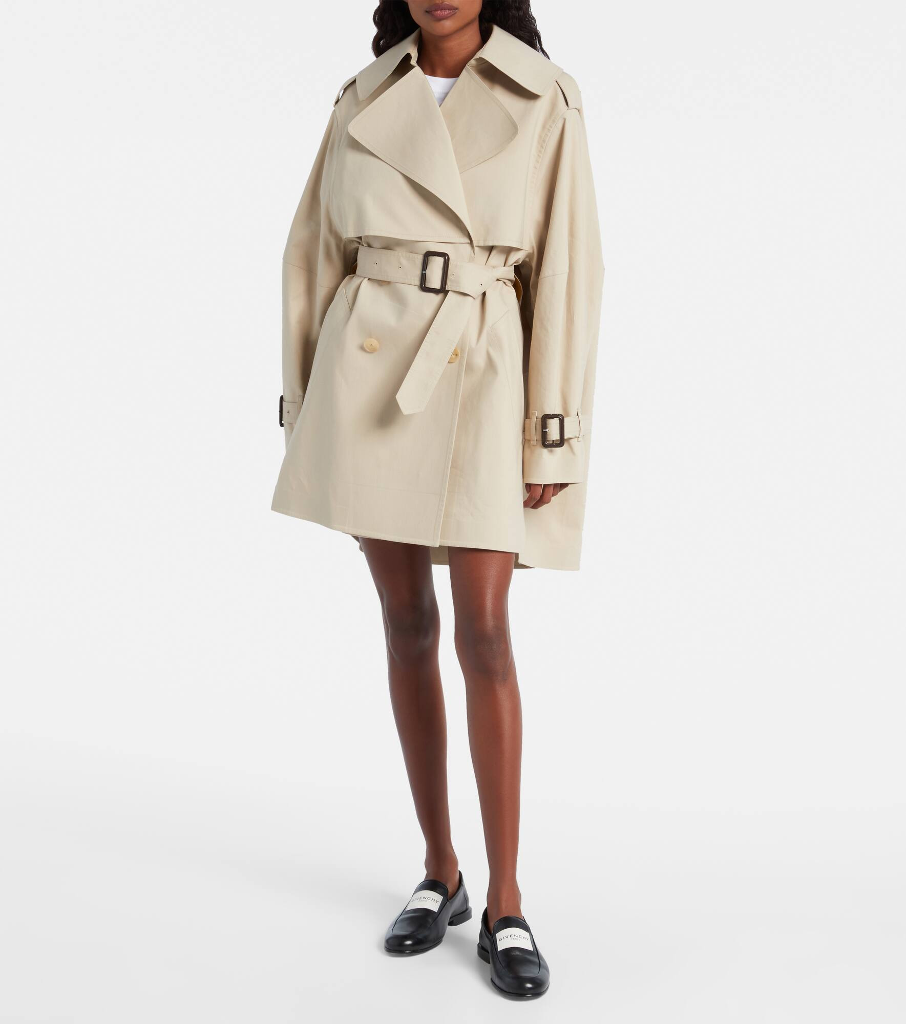 Double-breasted cotton trench coat - 2