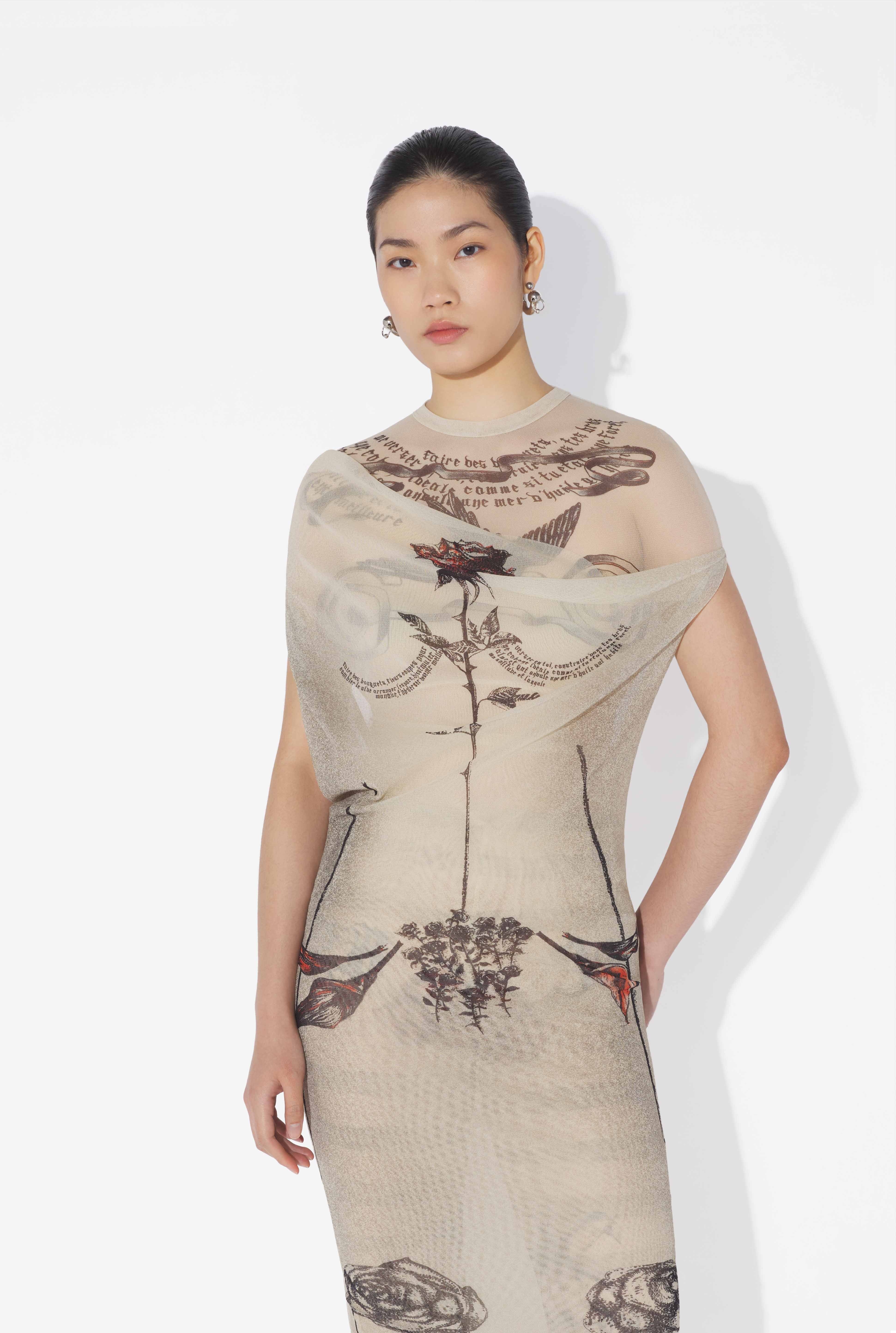 THE LONG “TATTOO ROSE AND BIRD” DRESS - 3