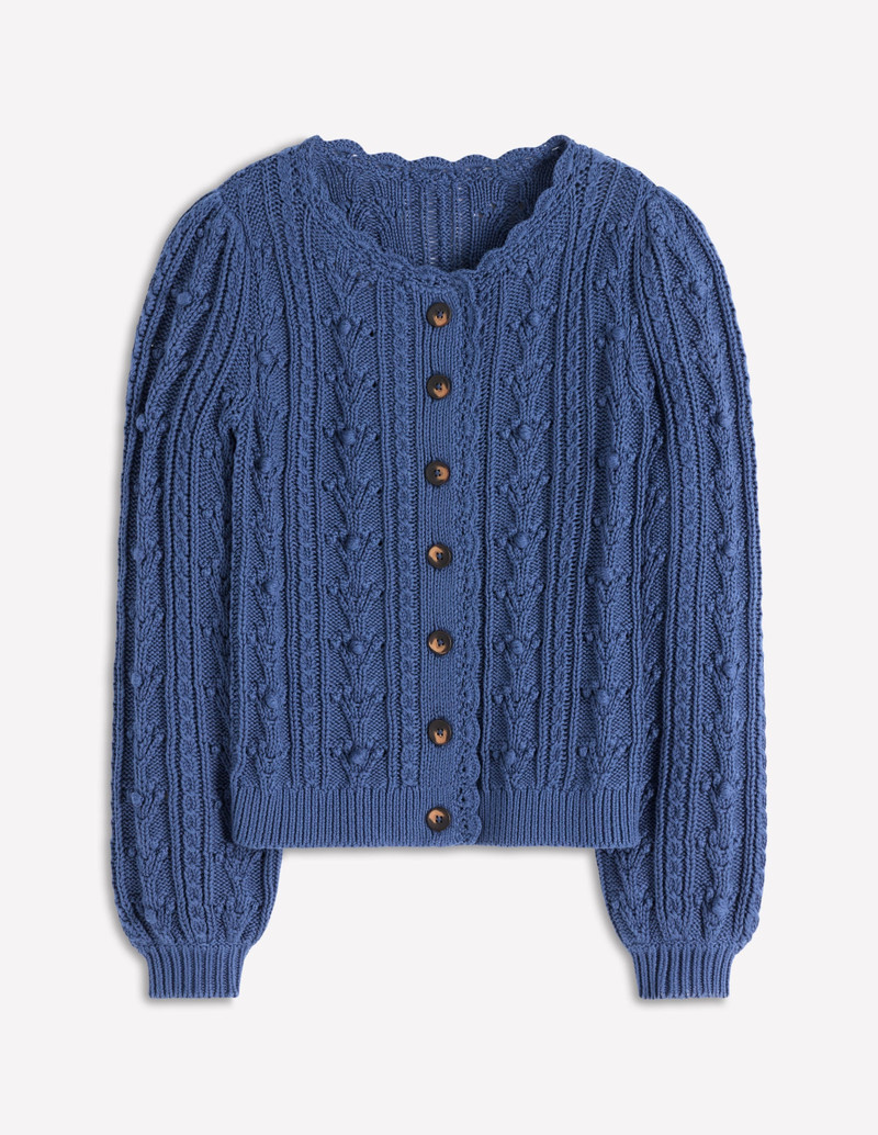 Cotton Textured Cardigan-Denim Blue 6