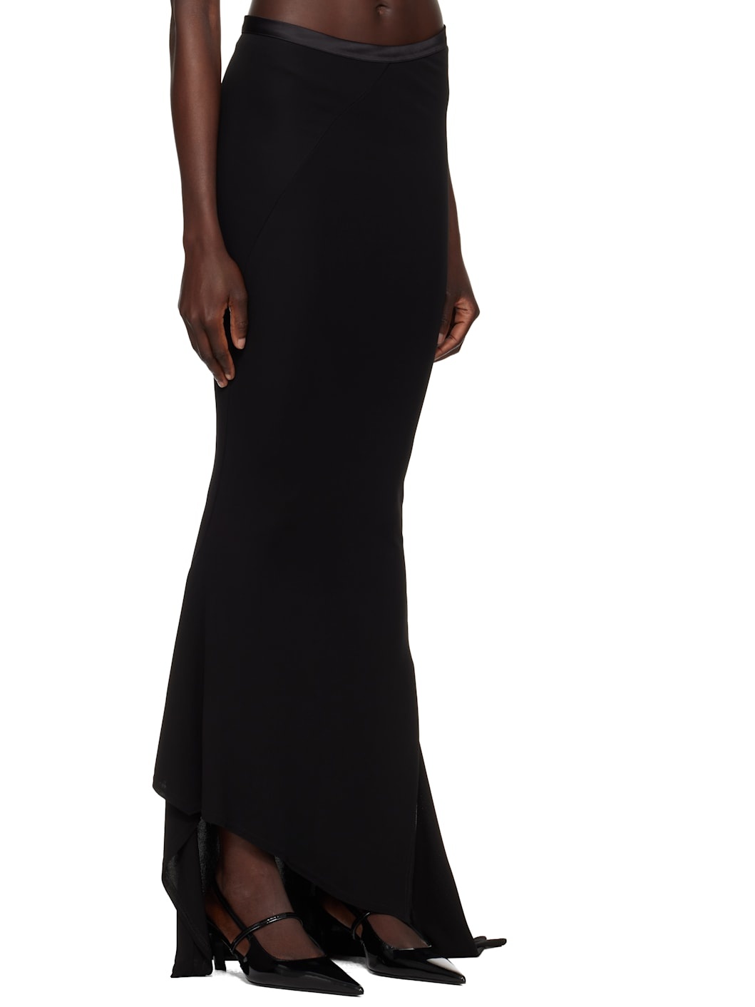 Black Fishtail Maxi Skirt - 2