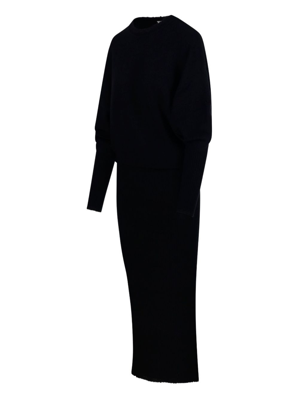 balloon-sleeve ribbed-knit midi dress - 3