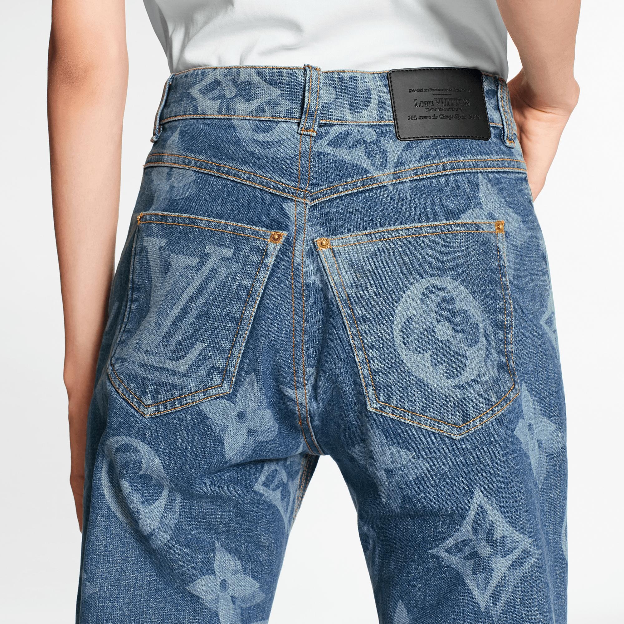 Blurry Giant Monogram Mid-Rise Jeans  - 5