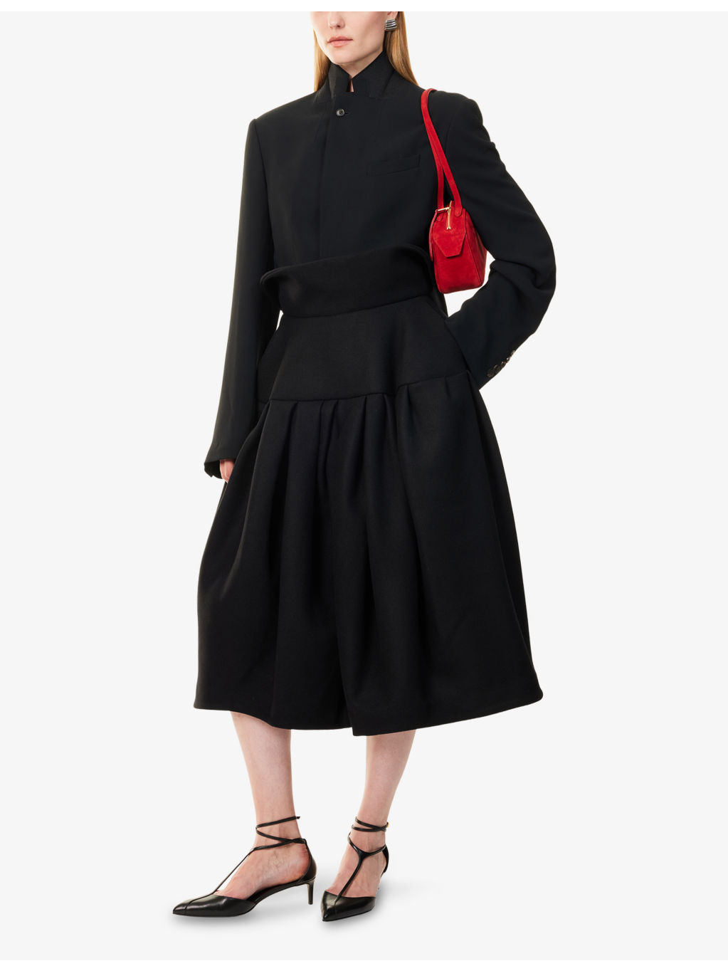 Saffy High-Rose Wool Midi Skirt - 2