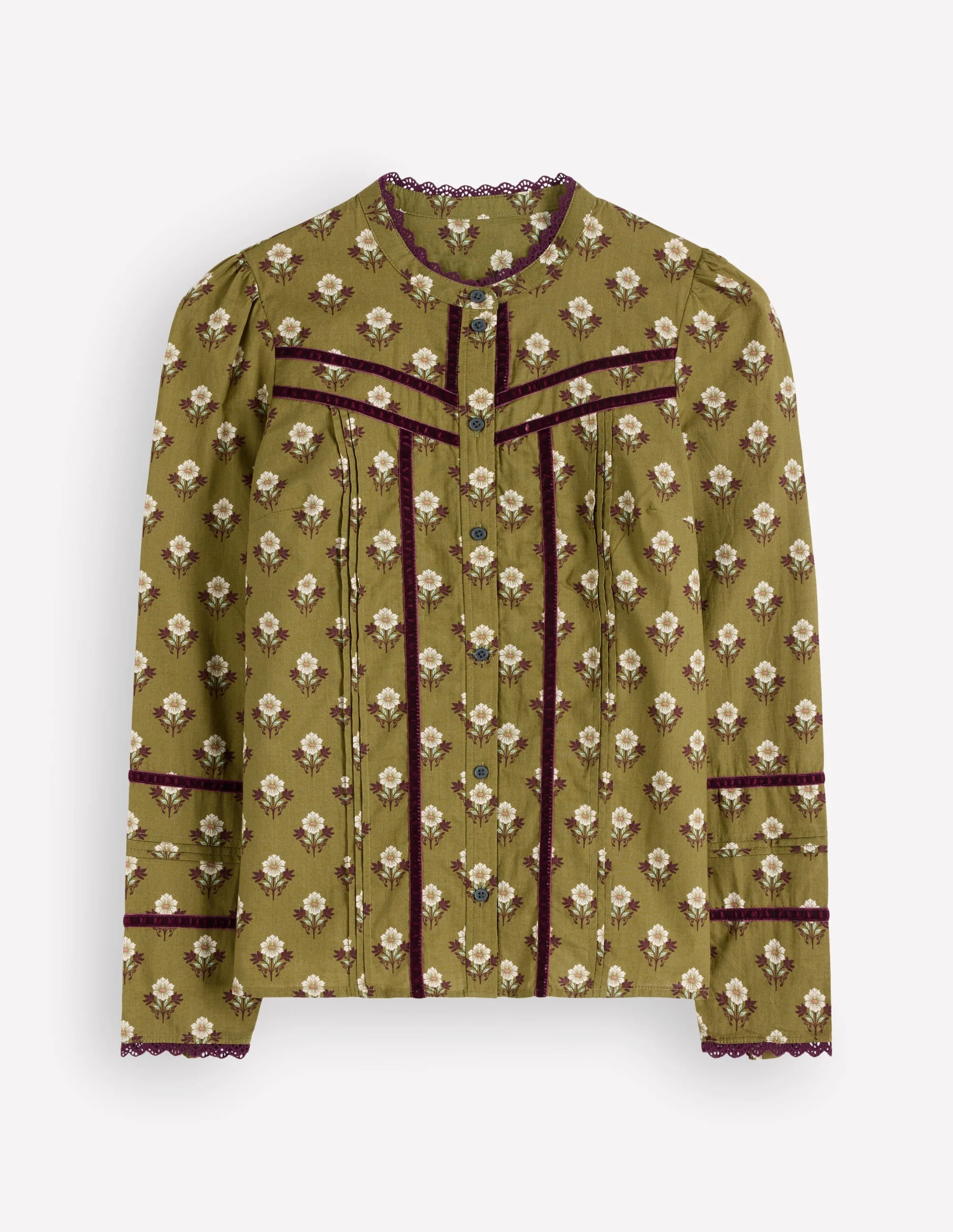 Carmen Trim Detail Top-Olive, Flourishing Sprig Stamp - 1