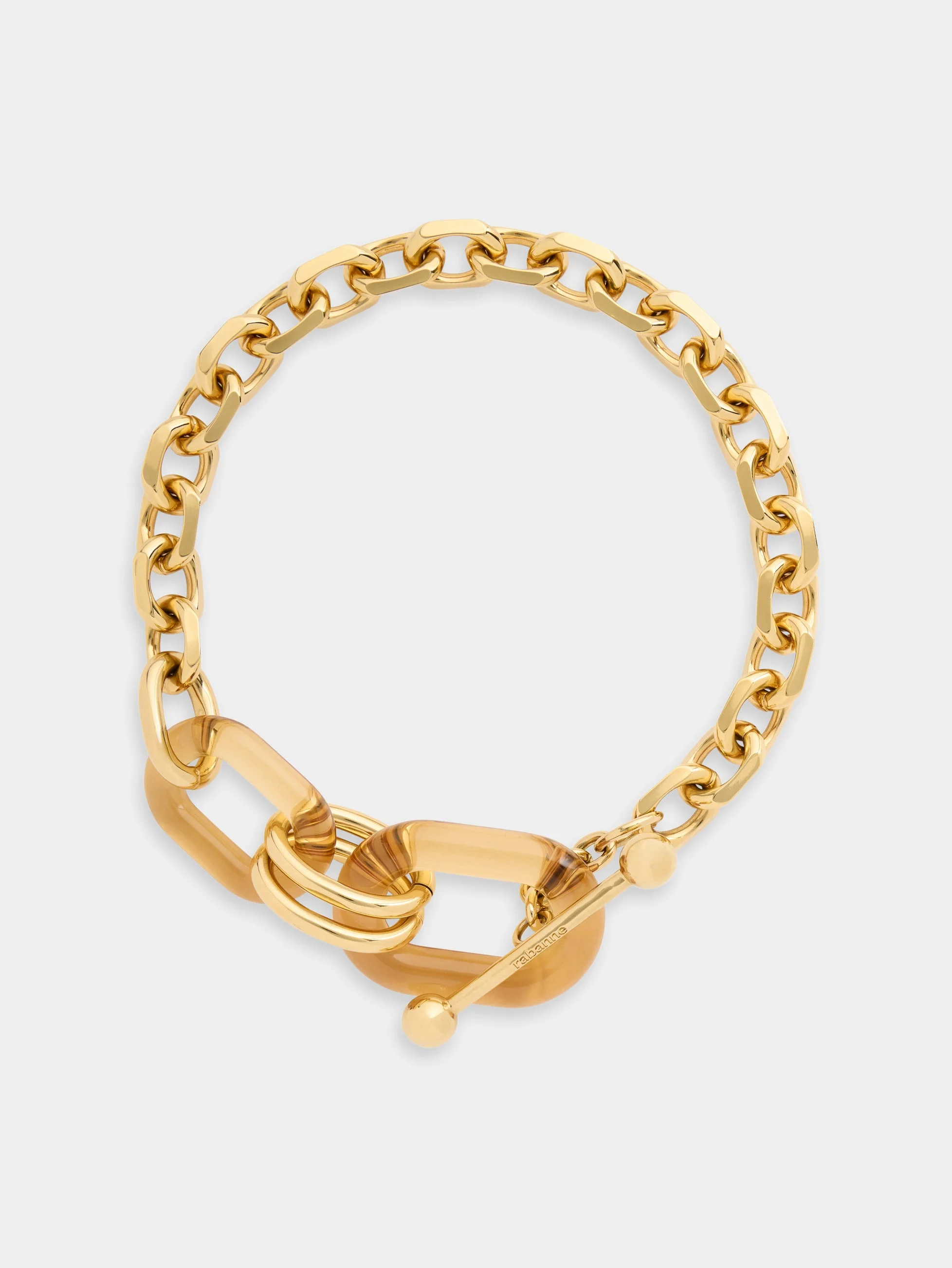 XL LINK NECKLACE IN GOLD METAL AND OCHRE RESIN - 1