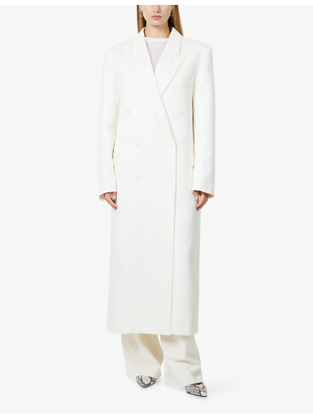 Jane Long Double-Breasted Woven Coat - 3
