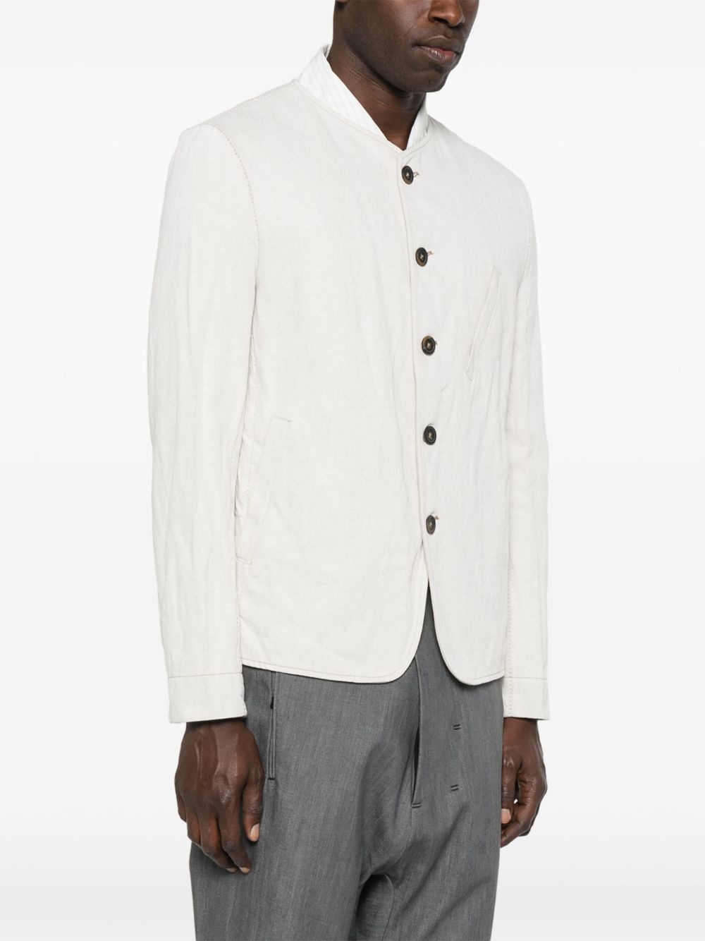 collarless jacket - 3