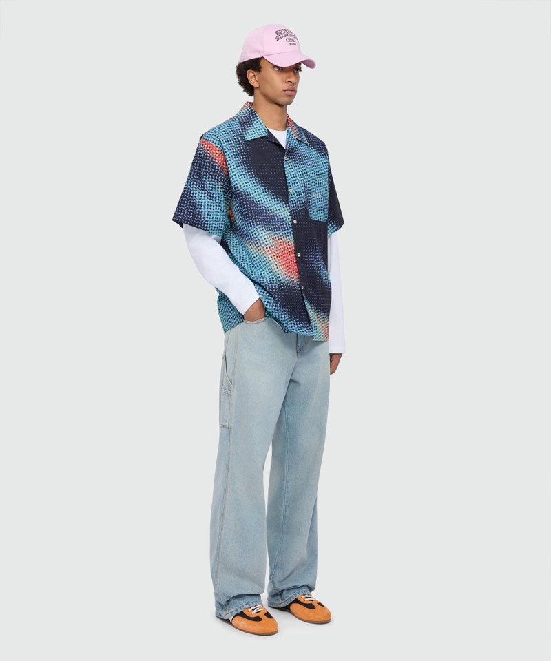 Multicolor cotton printed short-sleeve bowling shirt with embroidered MSGM logo 4