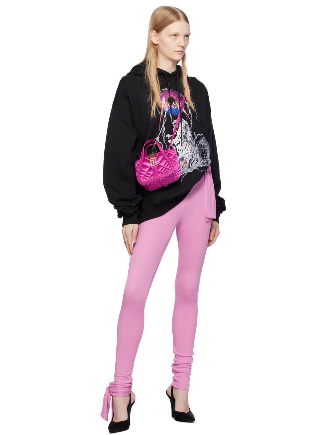 MSGM Pink Self-Tie Leggings