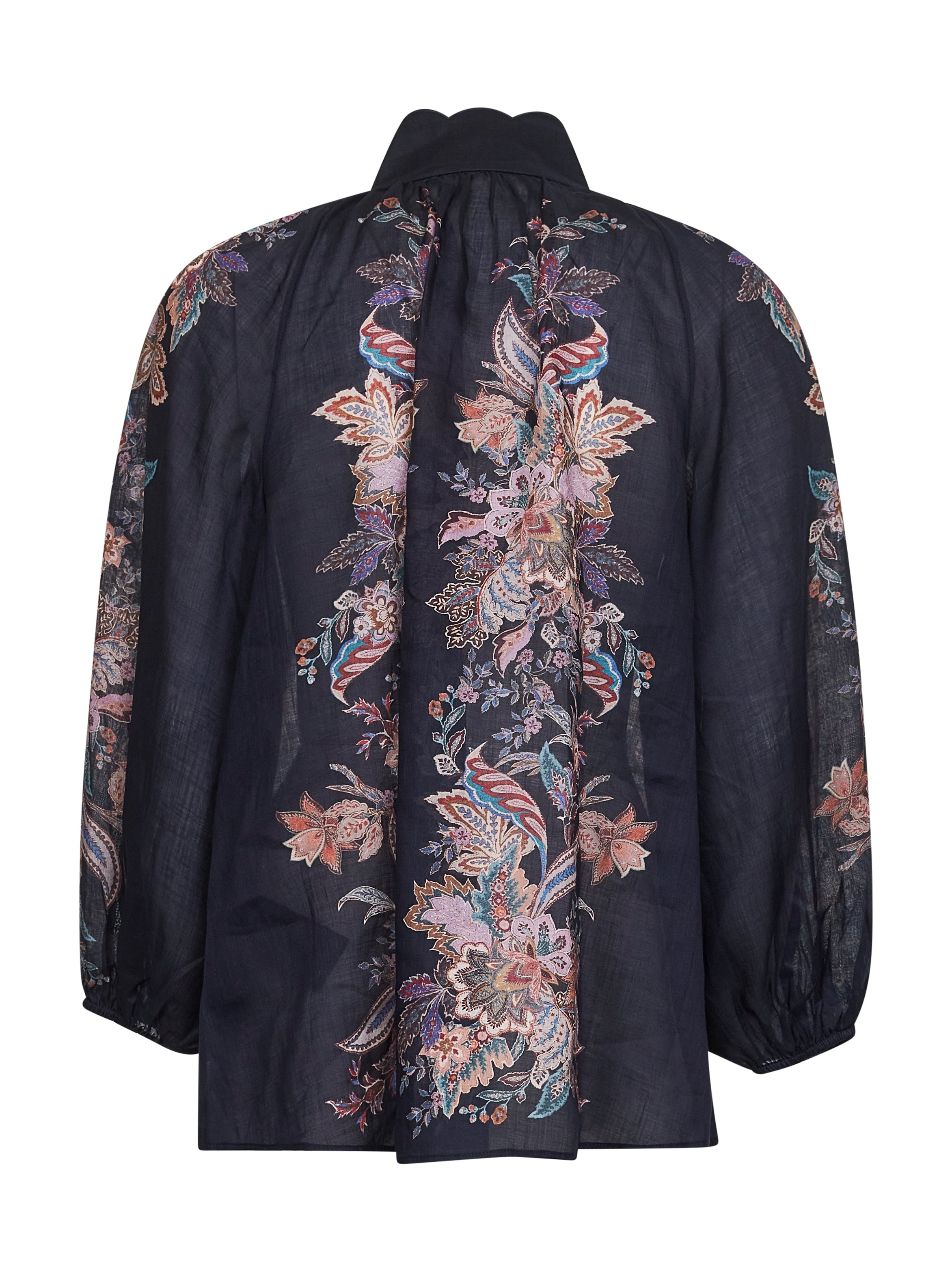 Blue Paisley ramie Rhiannon blouse - 2