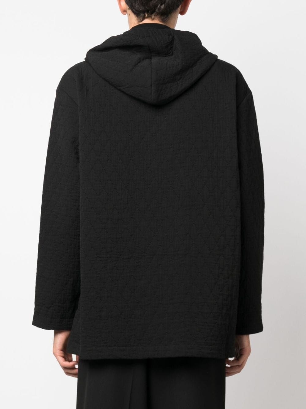 quilted drawstring hoodie - 4