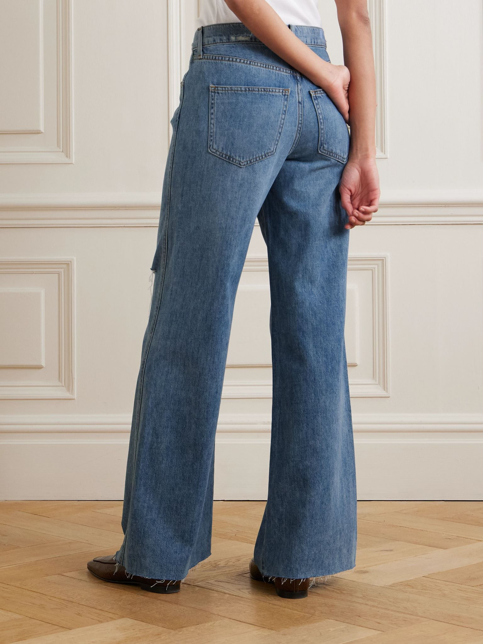 Kasey frayed mid-rise wide-leg jeans Light denim - 4