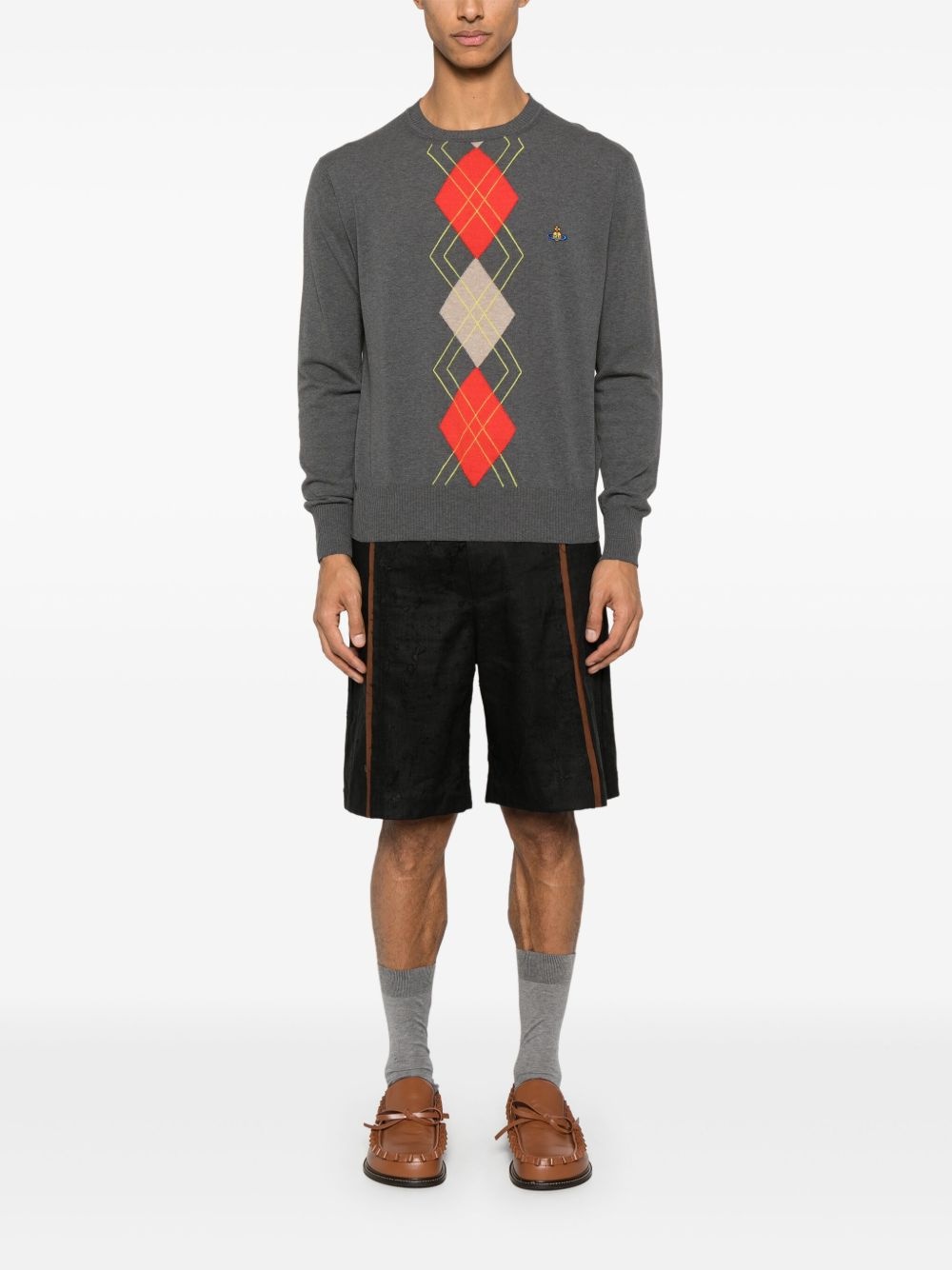 argyle-pattern round-neck sweater - 2