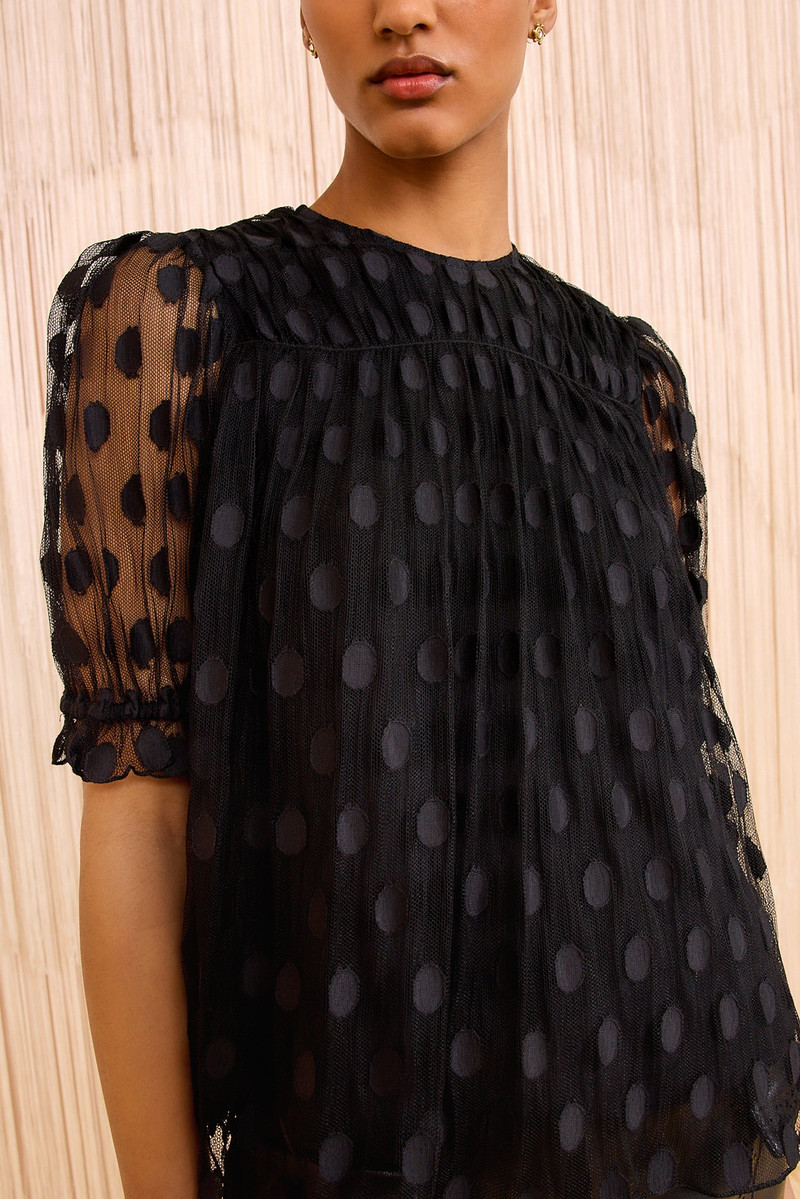 ULLA JOHNSON Nitara Lace Short Sleeve Blouse outlook