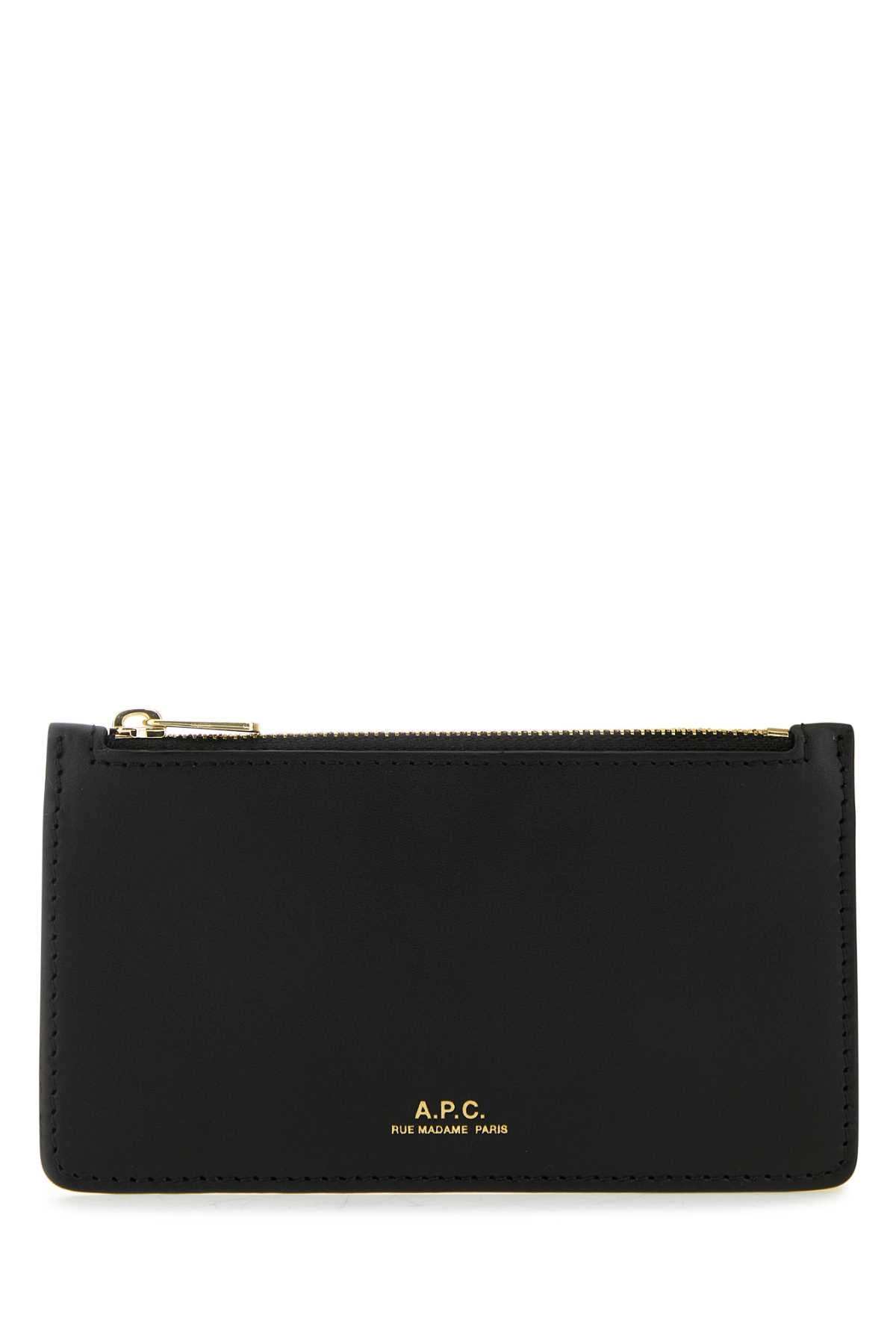 A.P.C. Women Black Leather Willow Card Holder - 1