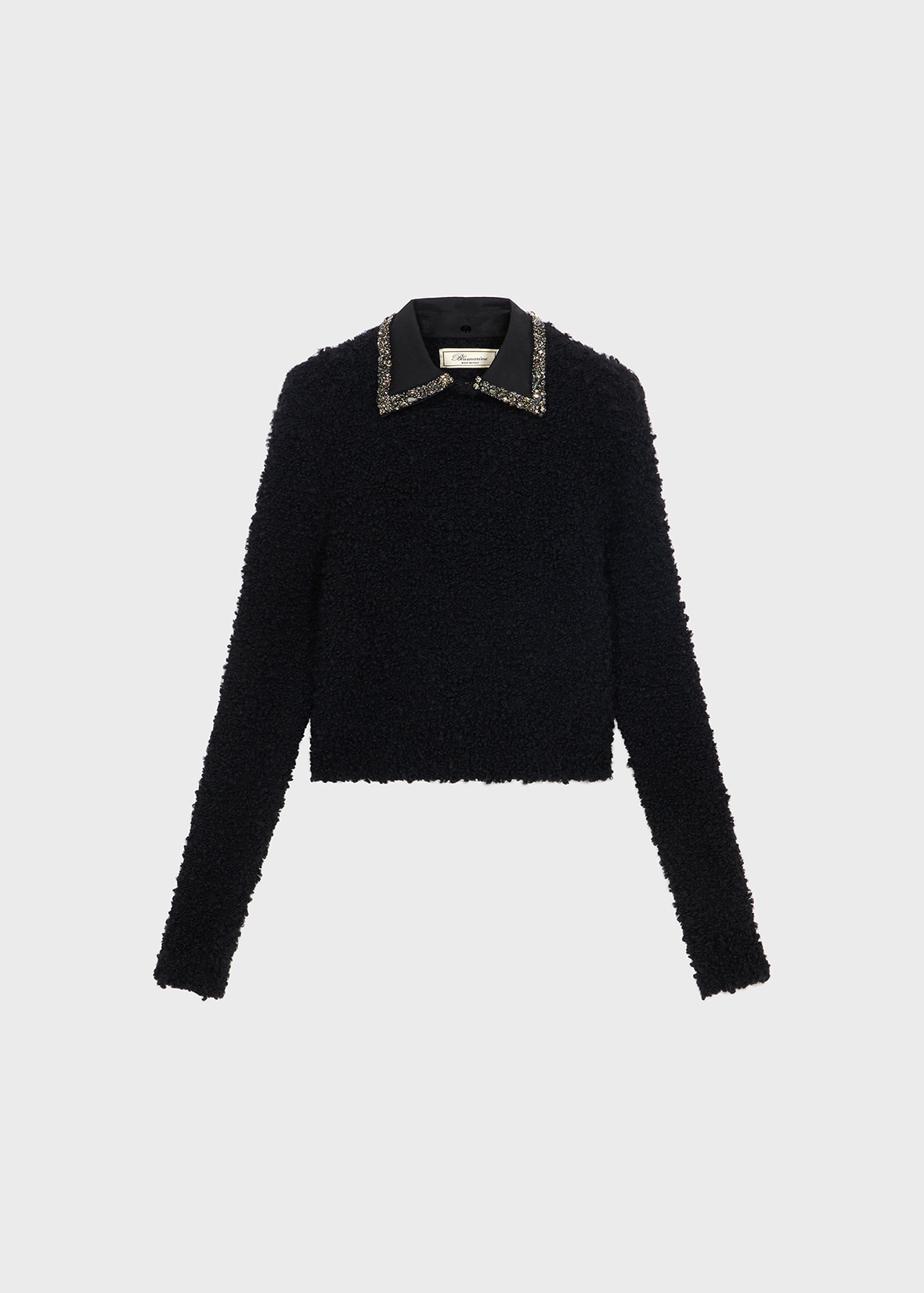 BOUCLÉ SWEATER WITH EMBROIDERED COLLAR - 1