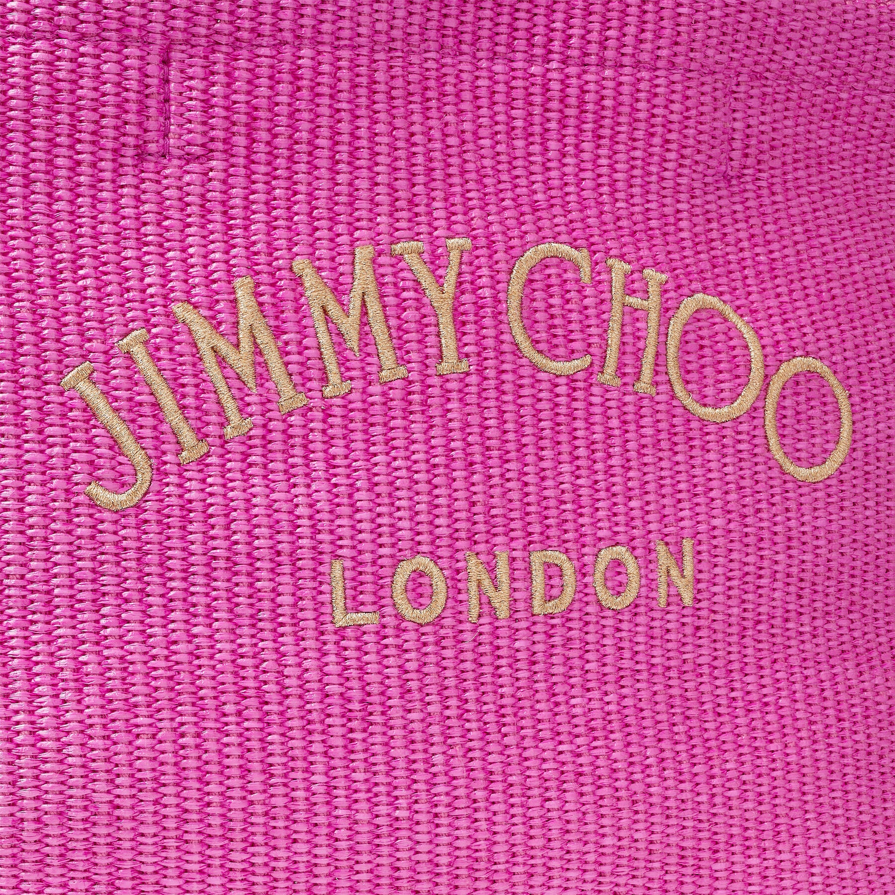 Beach Tote 
Fuchsia Raffia Tote Bag with Jimmy Choo Embroidery - 3