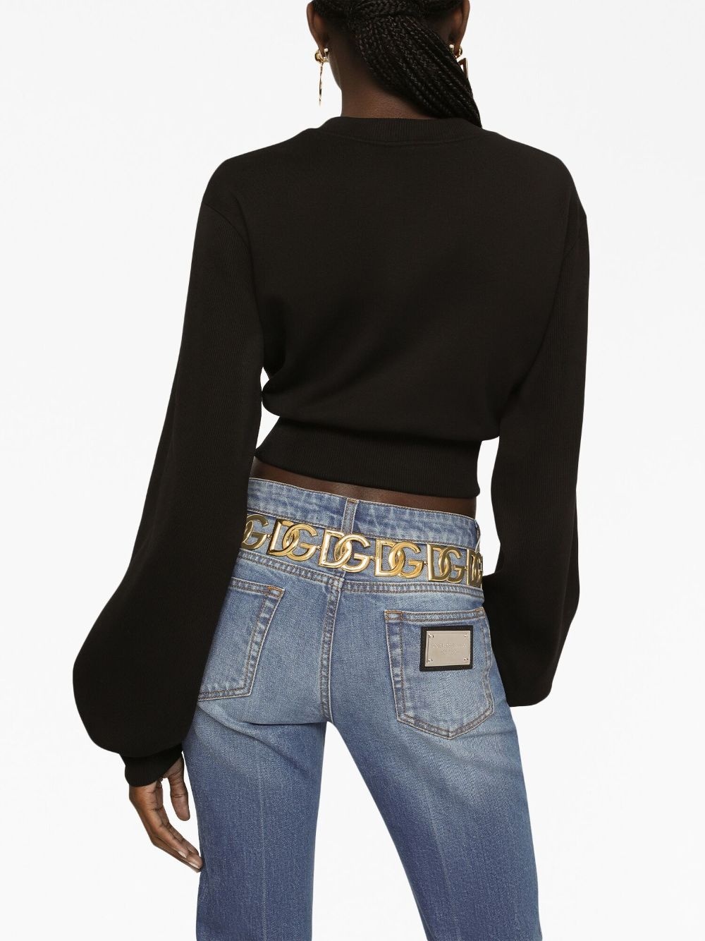 logo-patch cotton cropped sweatshirt - 6