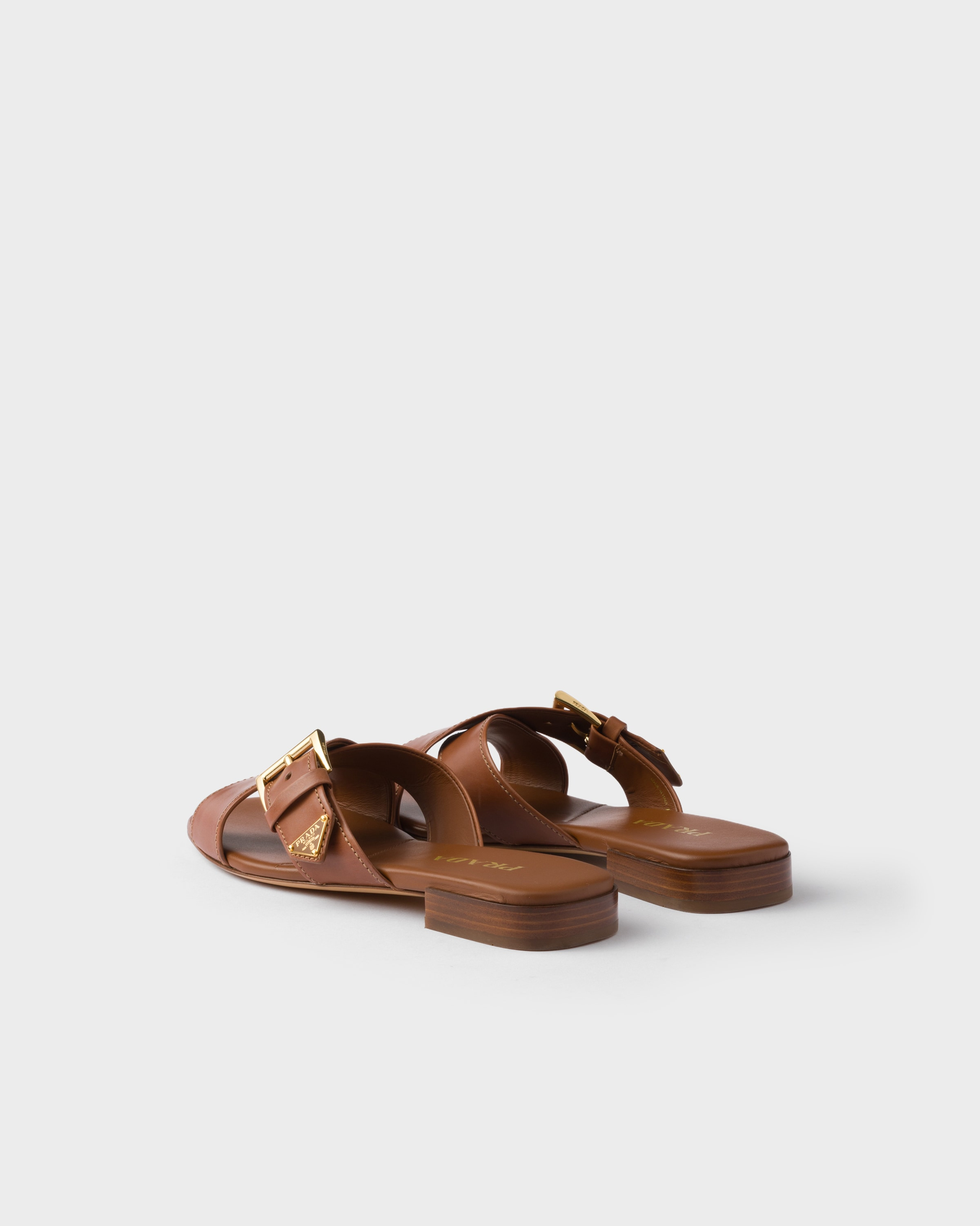 Leather crisscross slides with buckle - 4