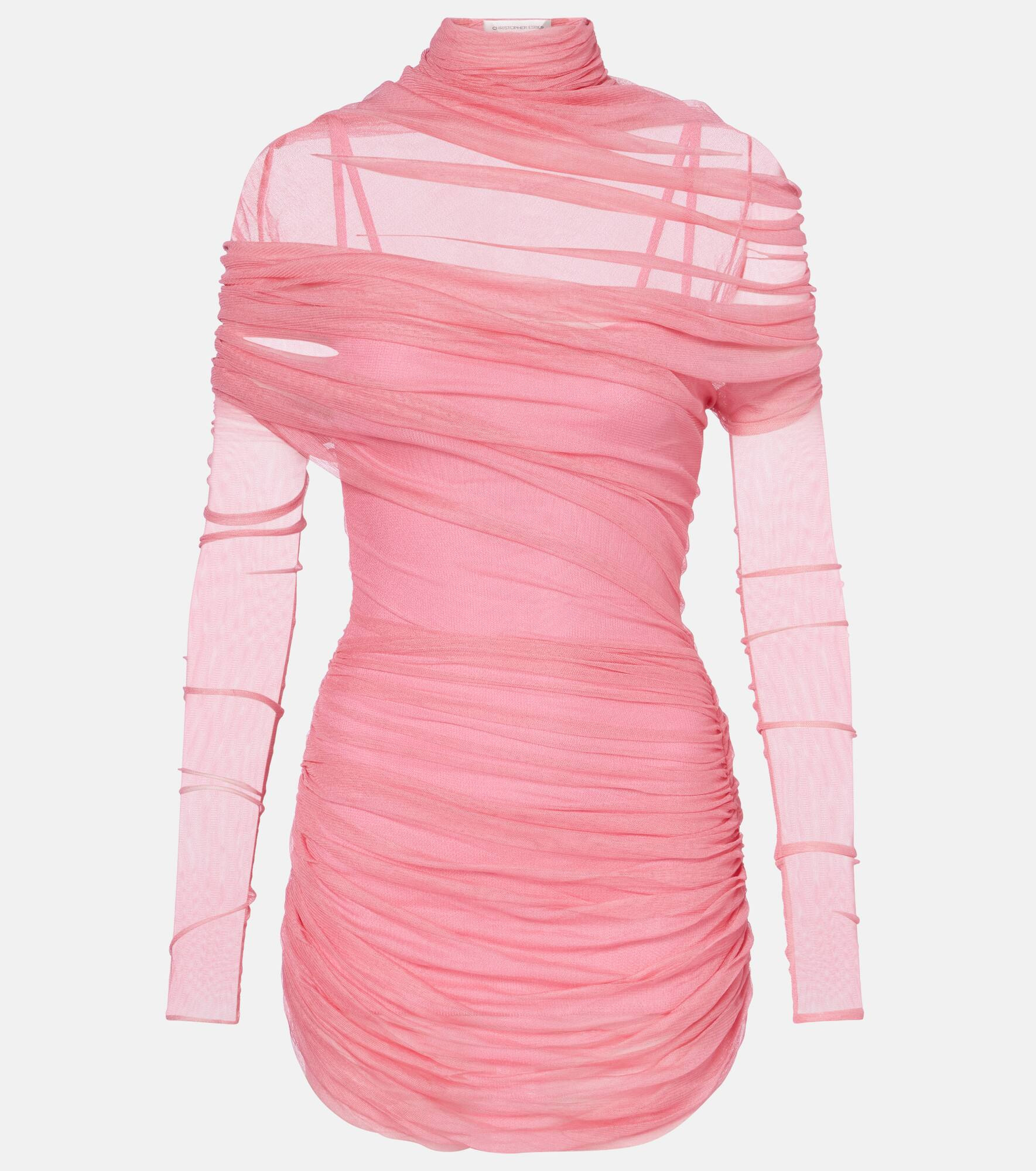 Christo ruched sheer silk minidress - 1