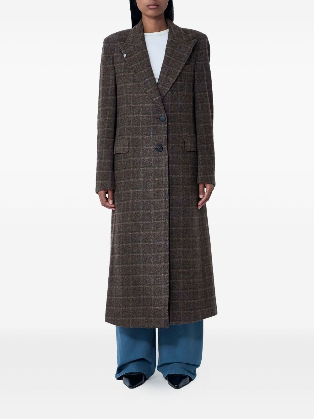 Manta checked single-breasted coat - 2